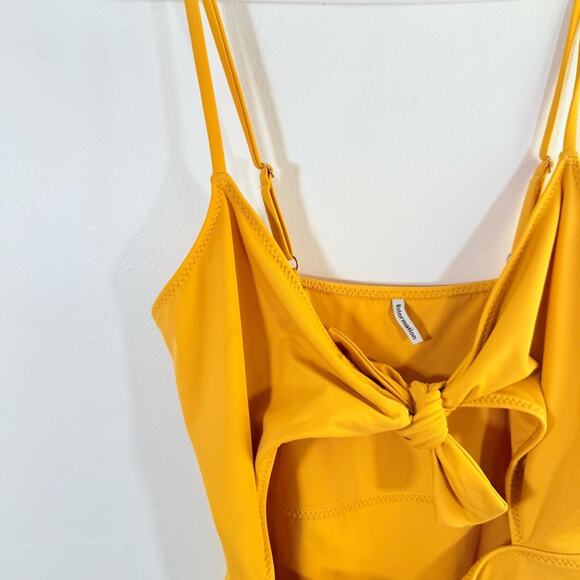 Reformation Tropicana Tie Front Cutout One Piece Swim Saffron Gold Mustard Small - Picture 6 of 10
